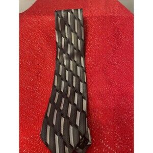 Paul Dione Neck Tie Mens Designer Luxury Black Silver Geometric Business Office